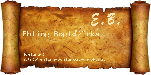 Ehling Boglárka névjegykártya